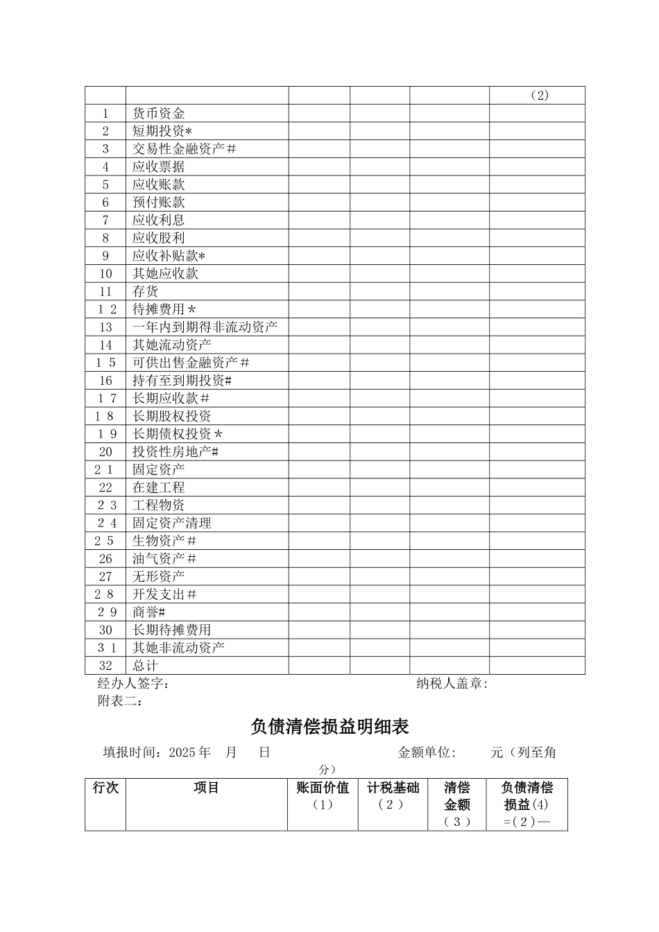 企业所得税清算申报表_第2页