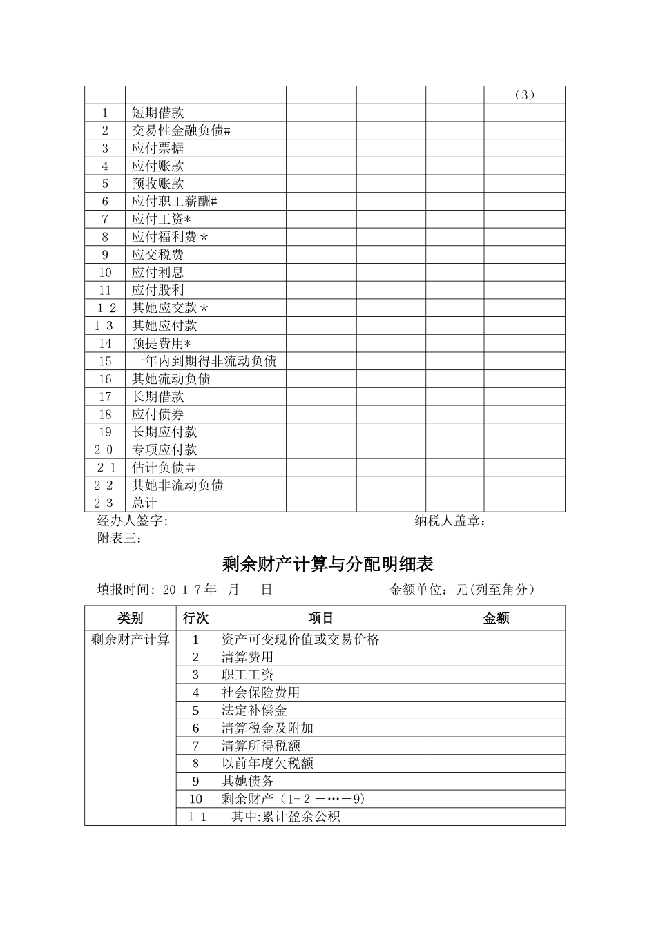 企业所得税清算申报表_第3页