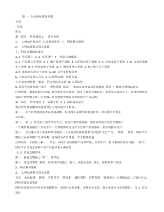 企业网站专题计划书