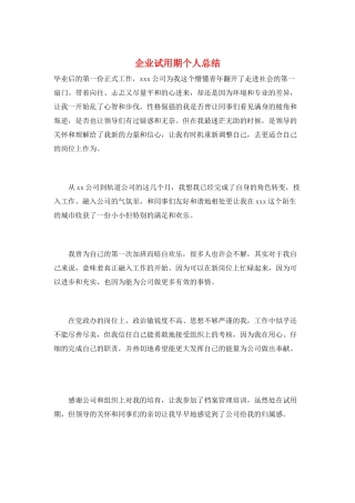 企业试用期个人总结