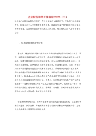 企业财务年终工作总结2025(三)