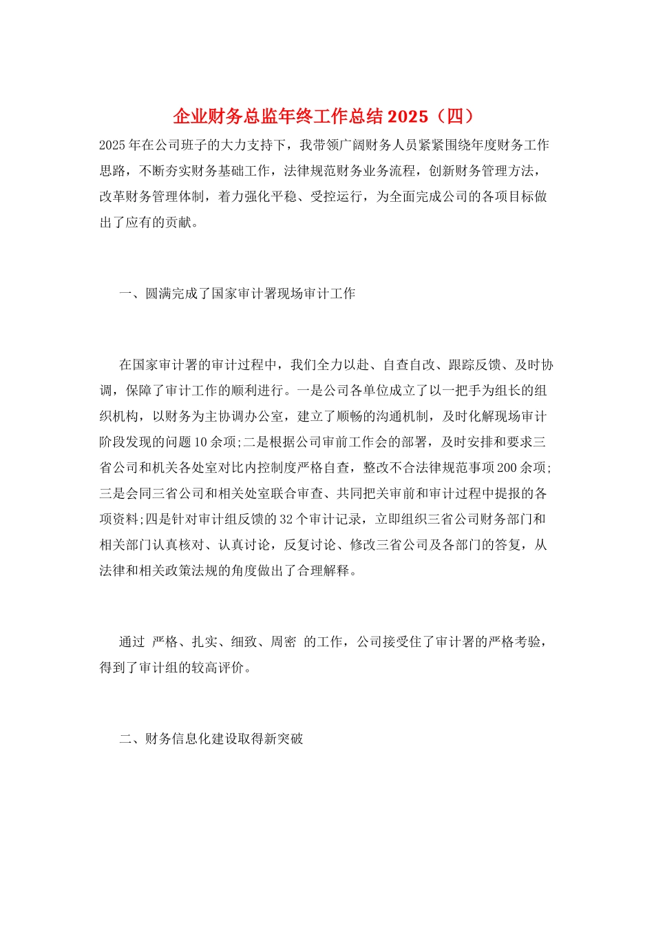 企业财务总监年终工作总结2025_第1页