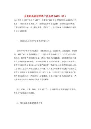 企业财务总监年终工作总结2025