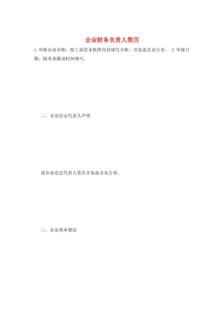 企业财务负责人简历