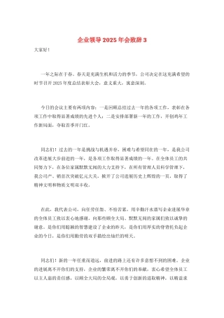 企业领导2025年会致辞3