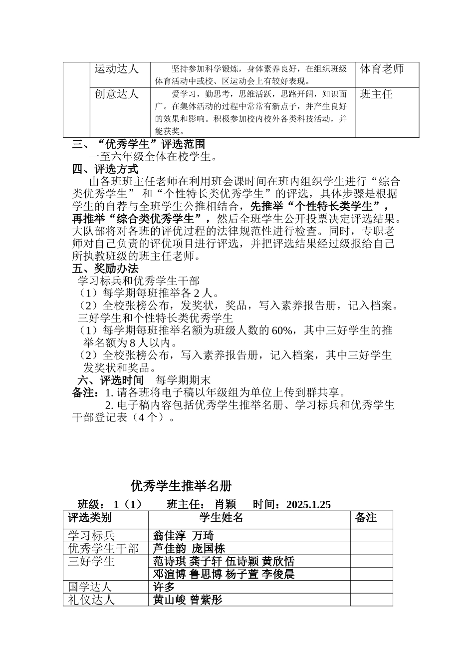 优秀学生评比方案_第3页