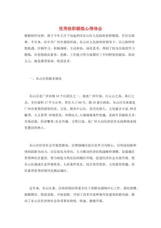 优秀挂职锻炼心得体会