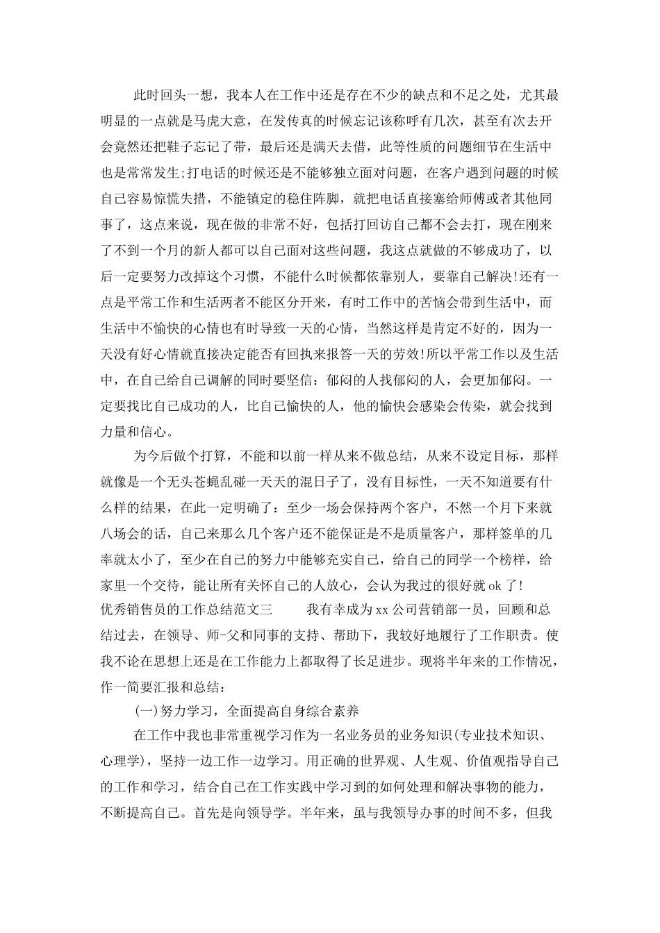 优秀销售员的工作总结_第3页