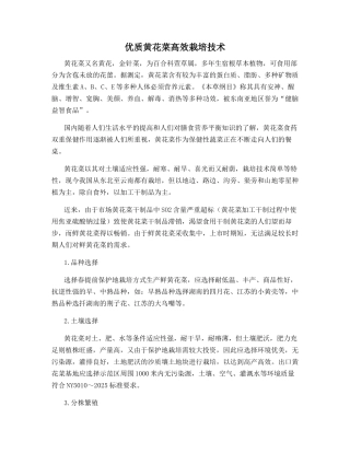 优质黄花菜高效栽培技术