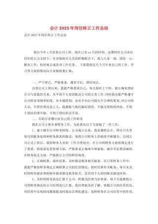 会计2025年岗位转正工作总结