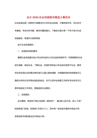 会计2025社会实践报告精选5篇范本