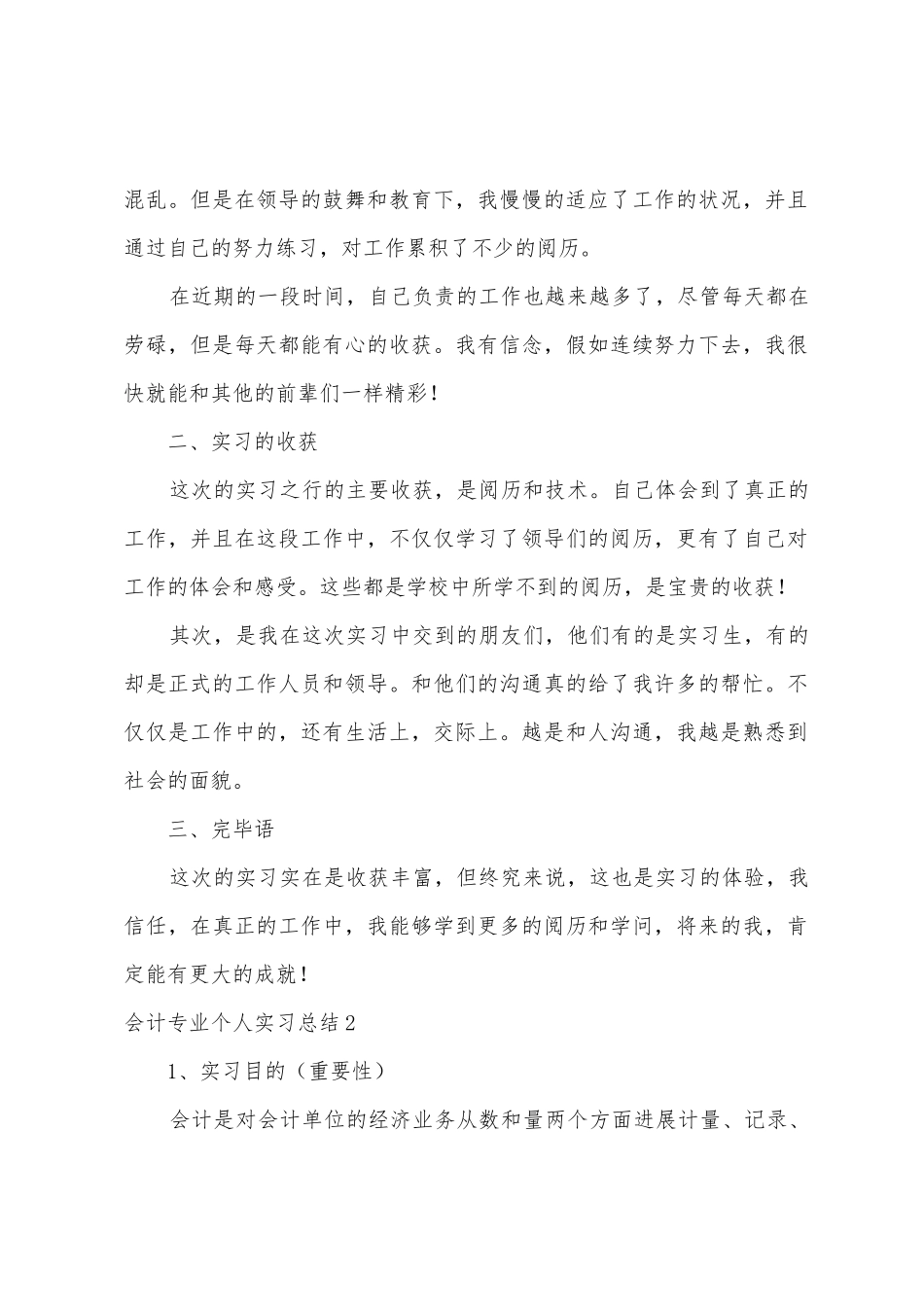 会计专业个人实习总结_第2页