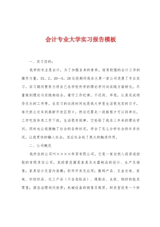 会计专业大学实习报告模板