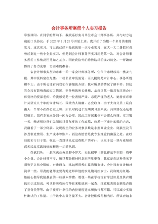 会计事务所寒假个人实习报告