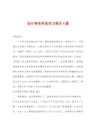 会计事务所是实习报告4篇