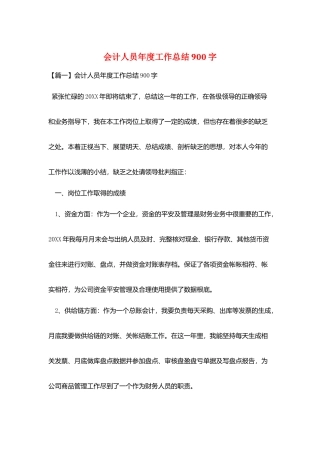 会计人员年度工作总结900字