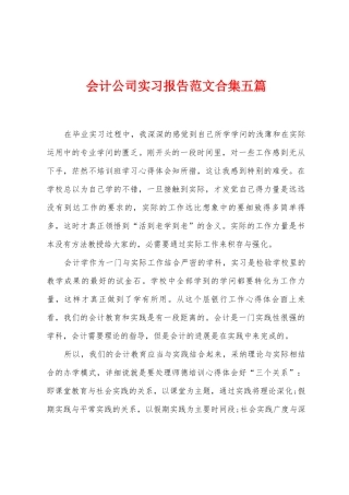 会计公司实习报告范文五篇