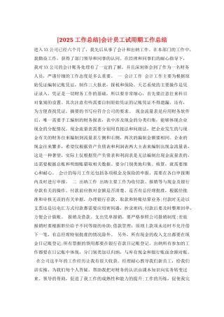 会计员工试用期工作总结