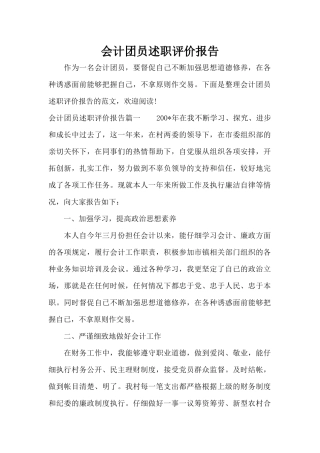 会计团员述职评价报告（标准版）