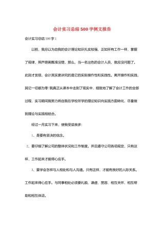 会计实习总结500字例文报告
