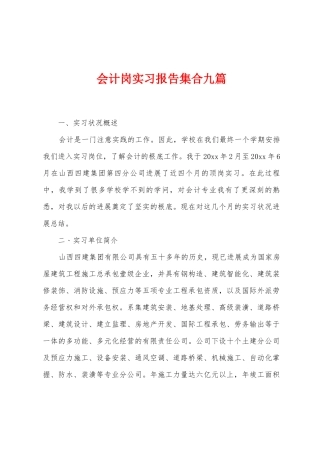 会计岗实习报告集合九篇