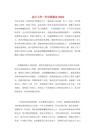 会计工作一年自我鉴定2025