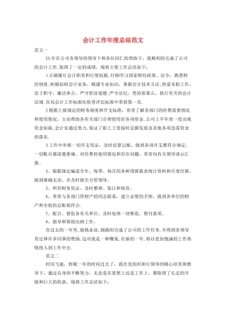 会计工作年度总结范文