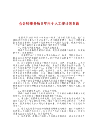 会计师事务所5年内个人工作计划5篇