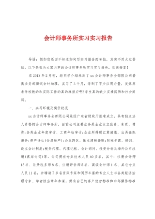 会计师事务所实习实习报告