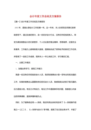会计年度工作总结及计划报告