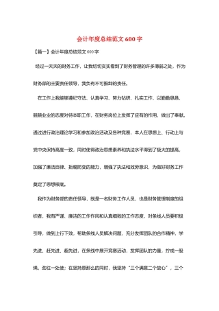 会计年度总结范文600字