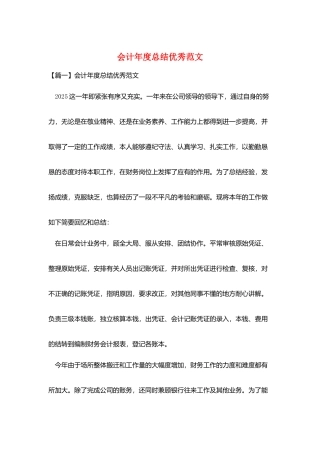 会计年度总结优秀范文