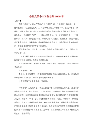 会计文员个人工作总结1000字