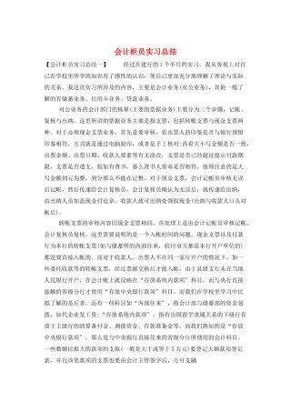 会计柜员实习总结