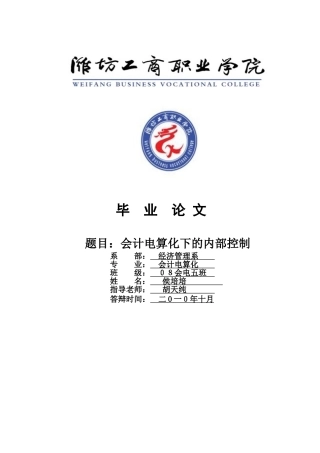会计电算化下的内部控制