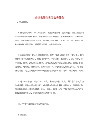 会计电算化实习心得体会