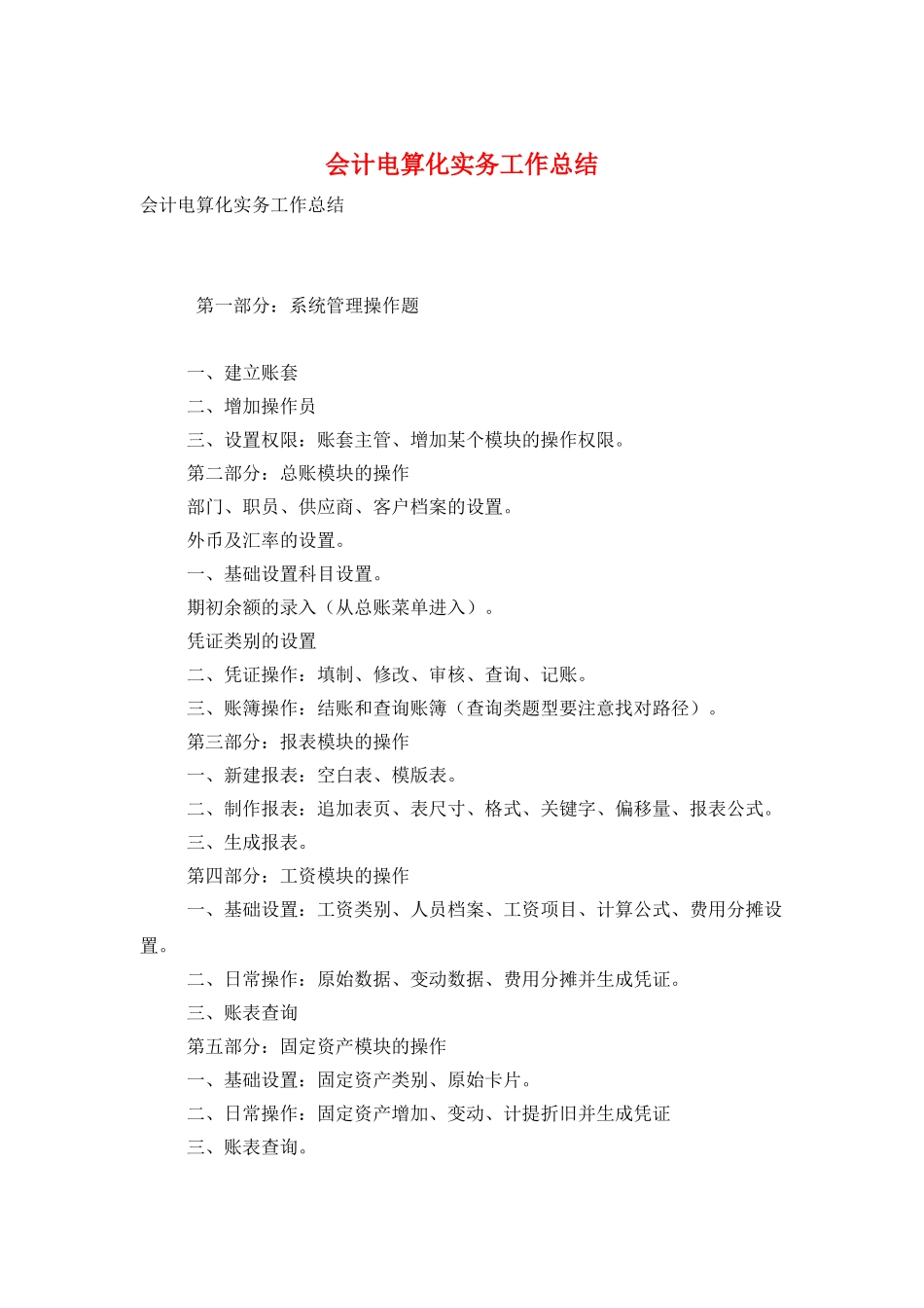 会计电算化实务工作总结_第1页