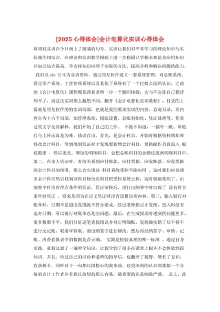 会计电算化实训心得体会