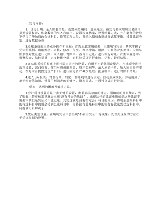 会计电算化实训心得报告