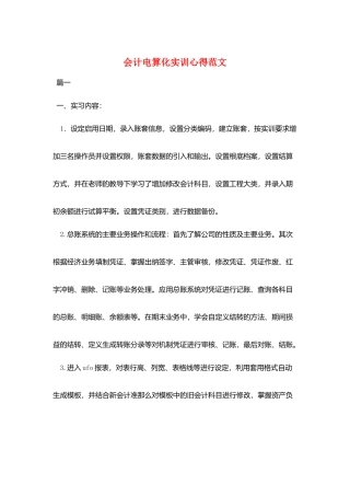 会计电算化实训心得范文