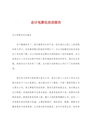 会计电算化实训报告