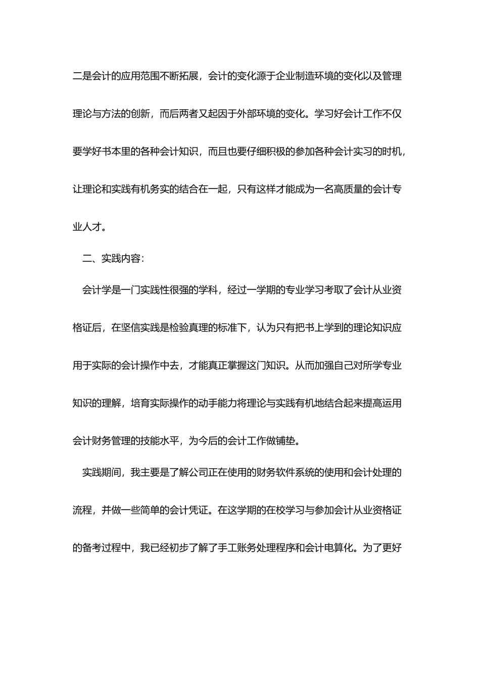 会计电算化实训报告格式范文_第2页