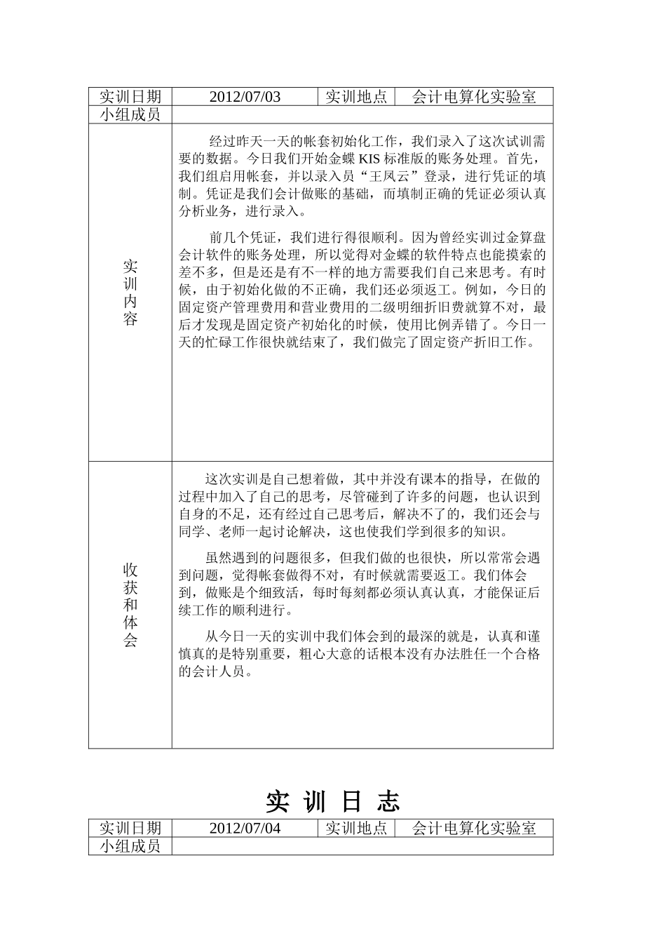 会计电算化实训日志_第3页