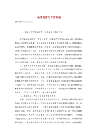 会计电算化工作总结