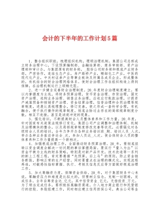 会计的下半年的工作计划5篇