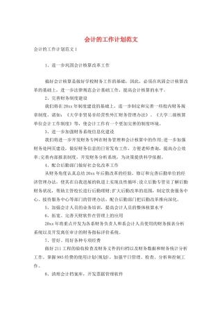 会计的工作计划范文