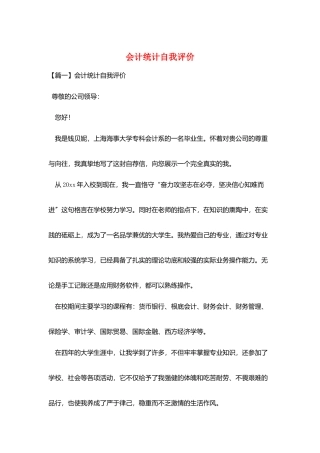 会计统计自我评价