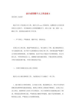会计试用期个人工作总结1
