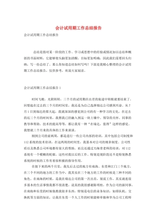 会计试用期工作总结报告