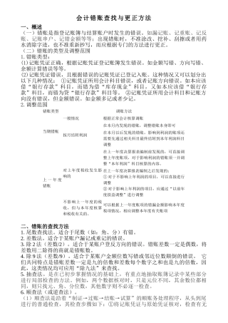 会计错账查找与更正方法
